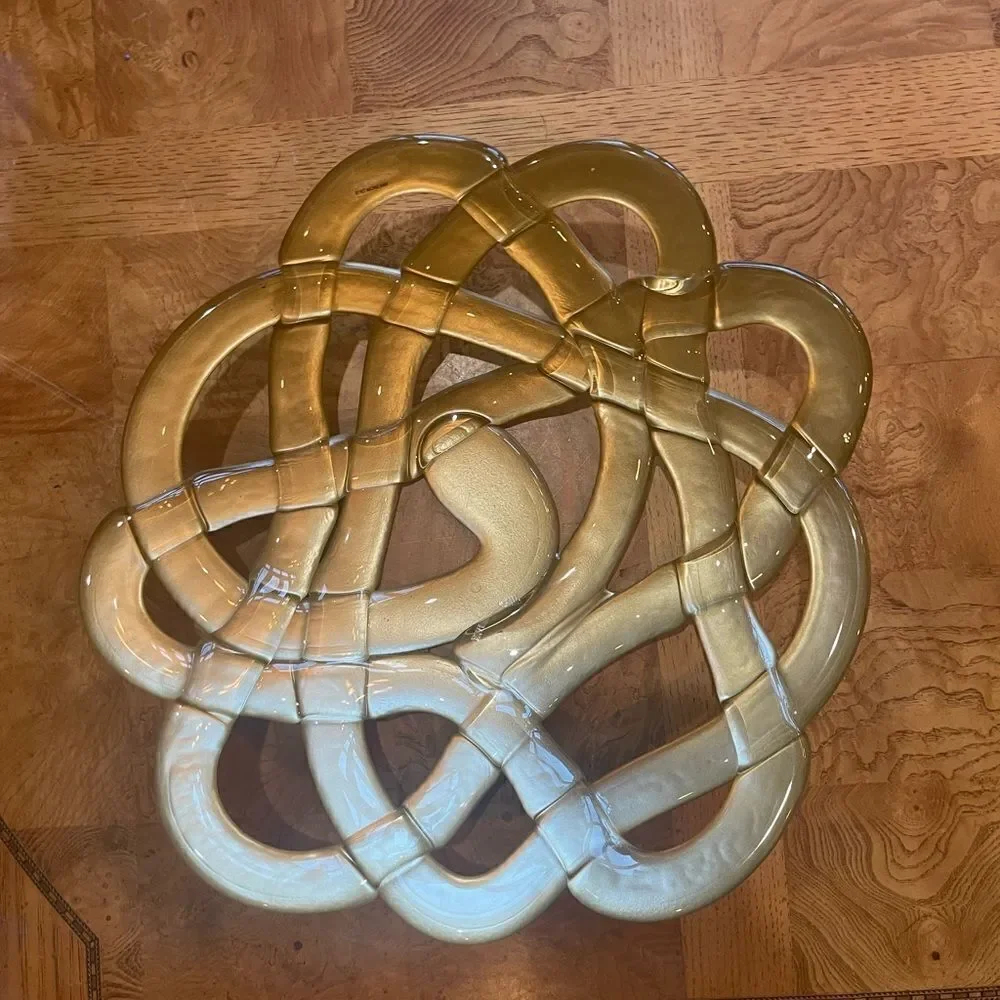 DECORATIVE GOLDEN Bronze Lattice Celtic Knot Weave Bowl!